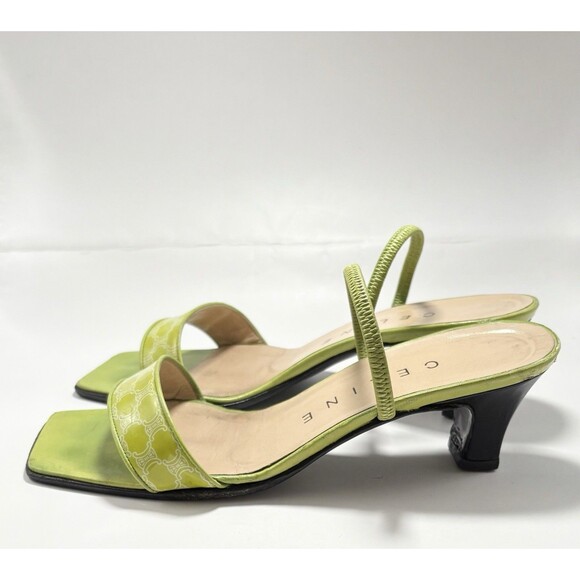 Celine S/S 2000 RTW Lime Green Kitten Heels Macadam Vintage Y2K Sz 36 6 - Picture 2 of 10